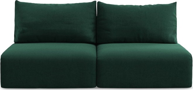 Tmavě zelená sametová rozkládací/s úložným prostorem pohovka 216 cm Kalena – Makamii