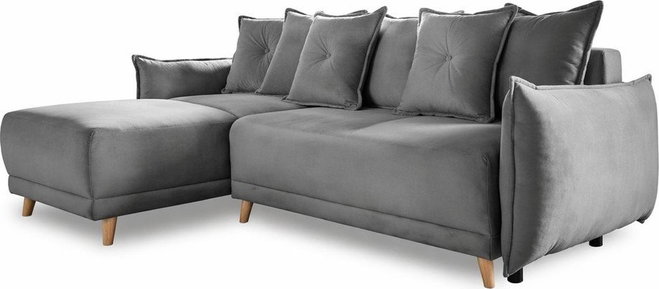 Šedá manšestrová rozkládací rohová pohovka (variabilní) Lazy Lukka – Miuform