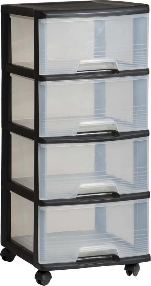 Černo-průhledný plastový pojízdný regál 37x80,5 cm – Curver