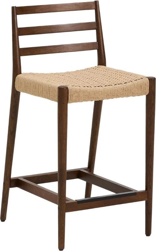 Hnědá/v přírodní barvě barová židle z dubového dřeva (výška sedáku 65 cm) Analy – Kave Home