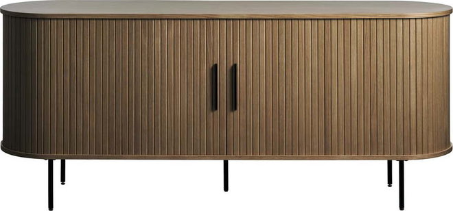 Hnědá komoda v dekoru dubu s posuvnými dveřmi 180x76x45 cm Nola – Unique Furniture