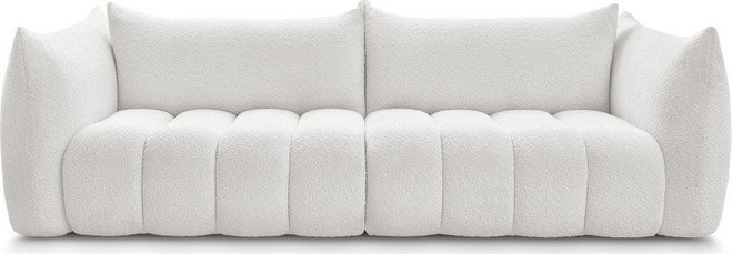 Bílá pohovka z textilie bouclé 286 cm Azra – Bobochic Paris