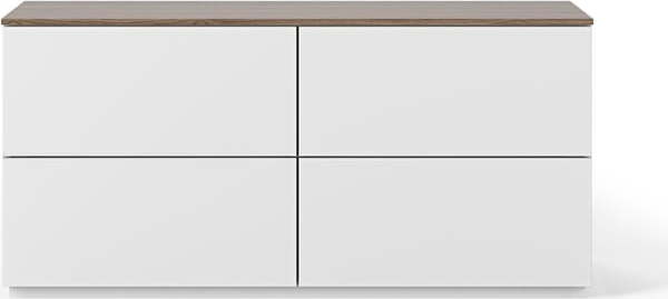 Bílá komoda s šuplíky a deskou v ořechovém dekoru TemaHome Join, 120 x 54 cm