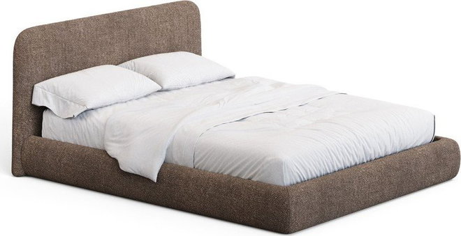 Hnědá čalouněná dvoulůžková postel bez roštu 160x200 cm Martina – Kave Home