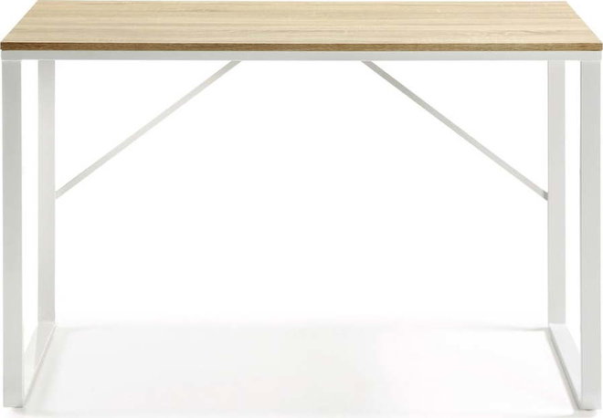 Bílý psací stůl s deskou v dřevěném dekoru Kave Home Lisbet