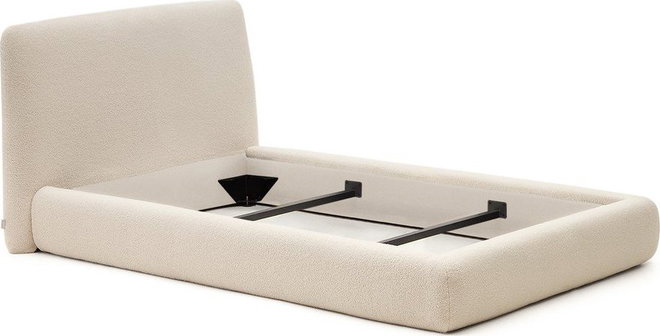Béžová čalouněná jednolůžková postel 90x200 cm Martina – Kave Home