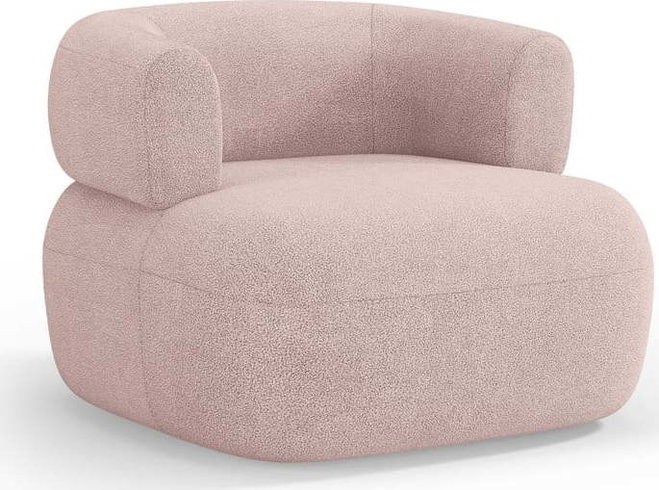 Světle růžové křeslo z textilie bouclé Jenny – Micadoni Home
