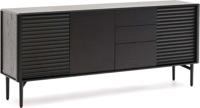 Černá komoda v dekoru dubu 200x86x45 cm Lenon – Kave Home
