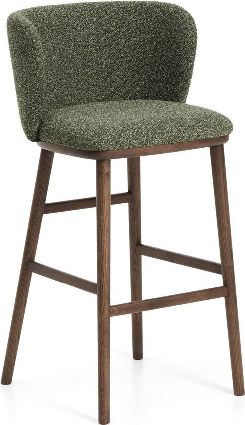 Tmavě zelená čalouněná barová židle (výška sedáku 75 cm) Ciselia – Kave Home