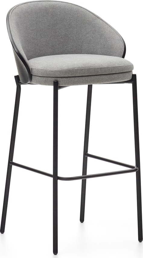 Černá/šedá barová židle (výška sedáku 77 cm) Eamy – Kave Home