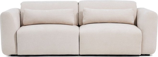 Béžová žinylková polohovací/rozkládací pohovka s lenoškou 240 cm Lares – Kave Home