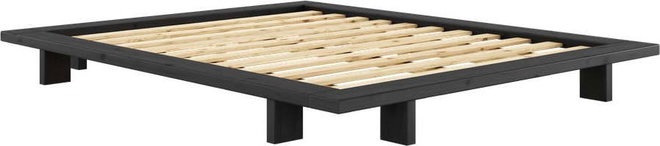Černá dvoulůžková postel z borovicového dřeva s roštem 160x200 cm Japan – Karup Design