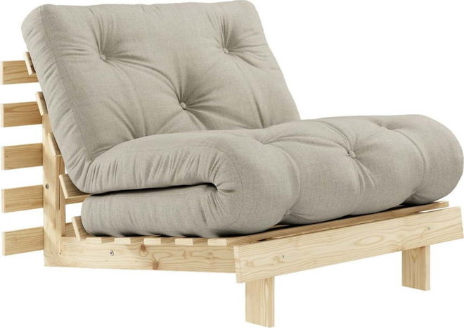 Šedobéžové rozkládací lněné křeslo Roots – Karup Design