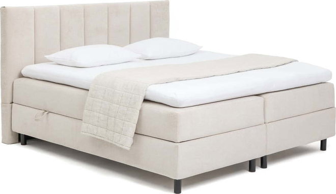 Béžová boxspring postel s úložným prostorem 160x200 cm Elva Bold Line – Bonami Selection
