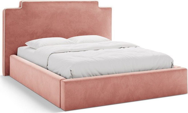 Růžová čalouněná dvoulůžková postel s úložným prostorem s roštem 180x200 cm Princess – Micadoni