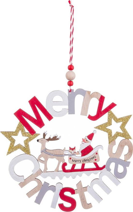 Dřevěná závěsná vánoční dekorace 23 cm Merry Christmas – Casa Selección