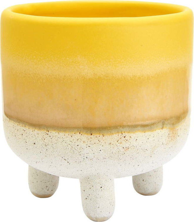 Žluto-bílý květináč Sass & Belle Bohemian Home Mojave, ø 7,5 cm