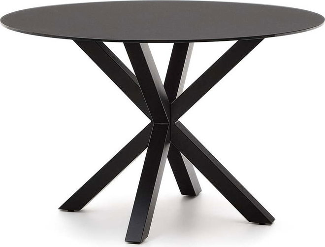 Černý kulatý jídelní stůl se skleněnou deskou ø 120 cm Argo – Kave Home