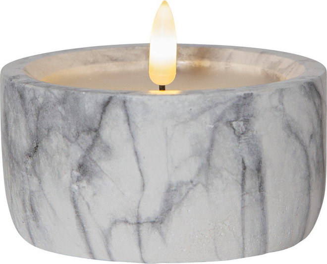 Šedo-bílá betonová LED svíčka Star Trading Flamme Marble, výška 7,5 cm