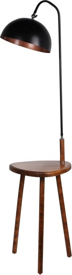 Černá/hnědá stojací lampa s poličkou s kovovým stínidlem (výška 160 cm) Table – Opviq lights