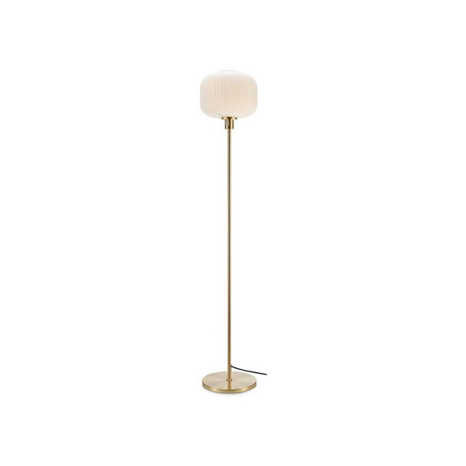 Bílá stojací lampa s konstrukcí ve zlaté barvě Markslöjd Sober