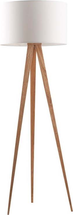 Bílá stojací lampa Zuiver Tripod Wood, ø 50 cm