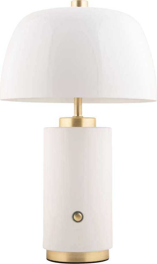 Bílá LED stmívatelná stolní lampa s kovovým stínidlem (výška 30 cm) Freya – Leitmotiv
