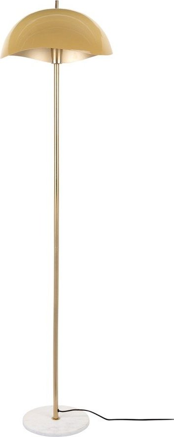 Stojací lampa v hořčicové barvě/ve zlaté barvě s kovovým stínidlem (výška 154 cm) Waved – Leitmotiv