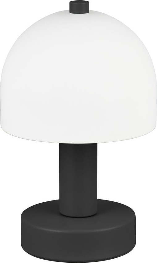 Černo-bílá stolní lampa se skleněným stínidlem (výška 19 cm) Glenn – Reality