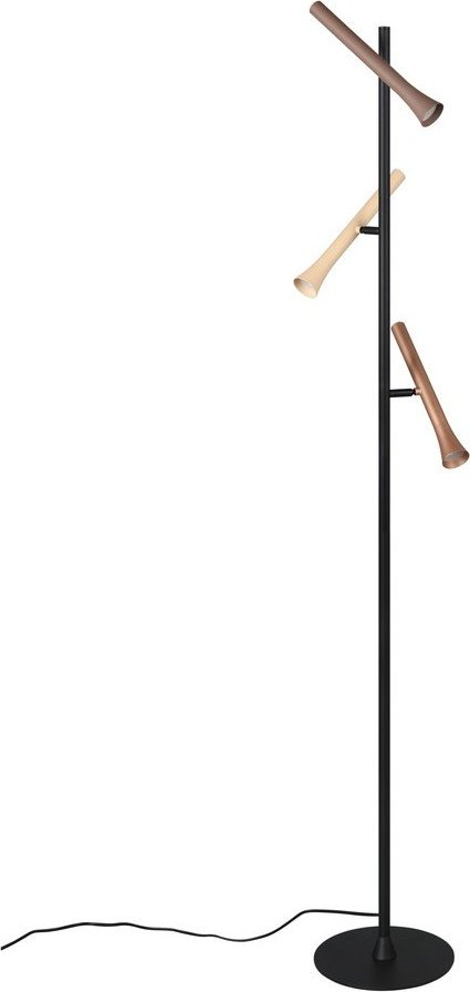 Černá LED stojací lampa s kovovým stínidlem (výška 150 cm) Fiato – Trio