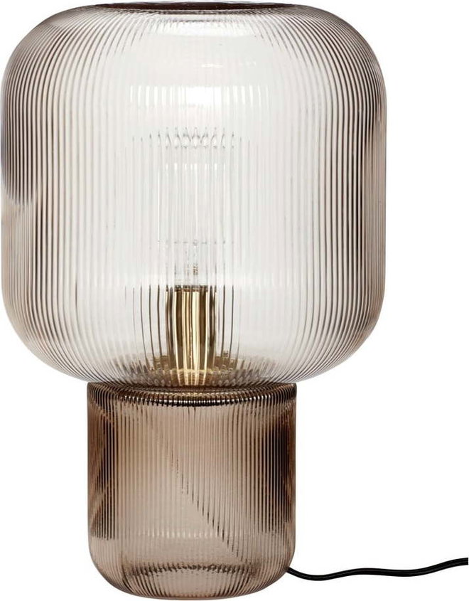 Hnědá stolní lampa se skleněným stínidlem (výška 42 cm) Pirum – Hübsch