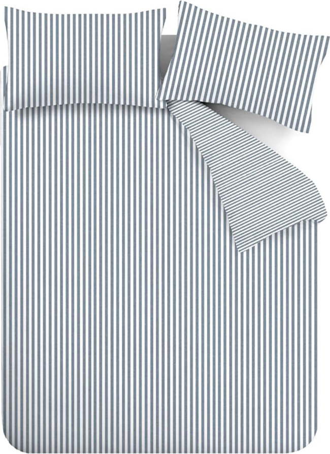 Modré flanelové povlečení na jednolůžko 135x200 cm Stripe – Catherine Lansfield