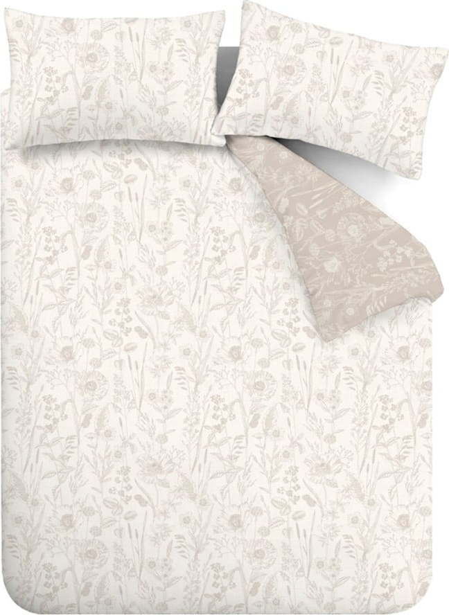Béžové flanelové povlečení na jednolůžko 135x200 cm Floral Toile – Bianca