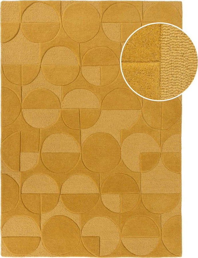 Žlutý vlněný koberec Flair Rugs Gigi, 160 x 230 cm