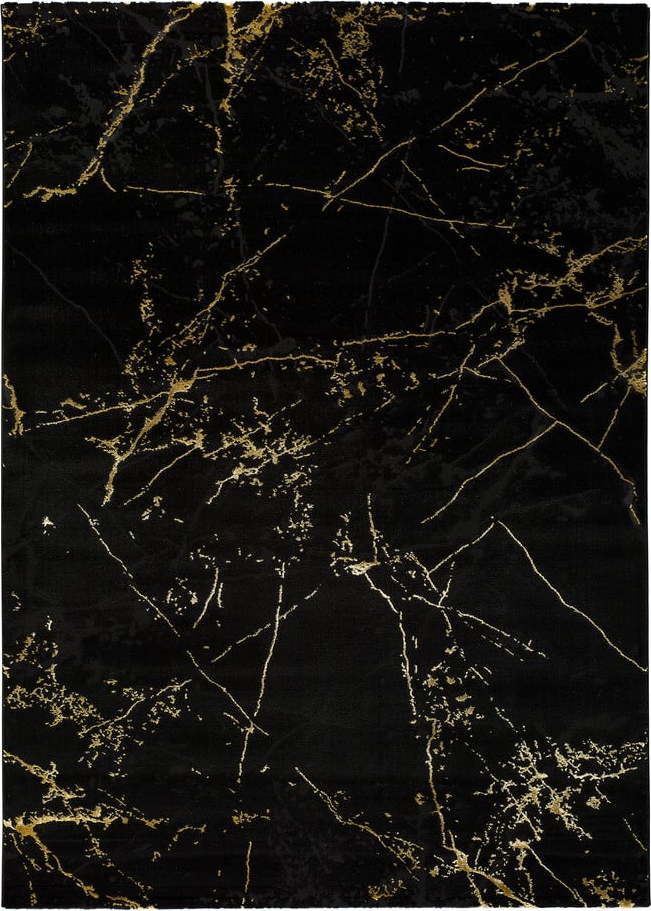 Černý koberec Universal Gold Marble, 80 x 150 cm