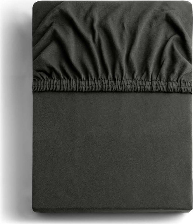 Tmavě šedé napínací prostěradlo jersey 140x200 cm Amber – Restilo