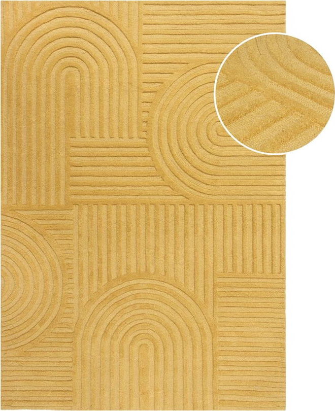 Žlutý vlněný koberec Flair Rugs Zen Garden, 160 x 230 cm