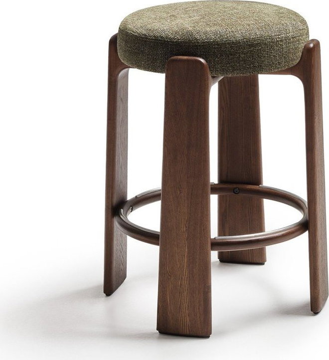 Zelená/v tmavě přírodní barvě barová stolička z jasanového dřeva (výška sedáku 65 cm) Granite – Kave Home