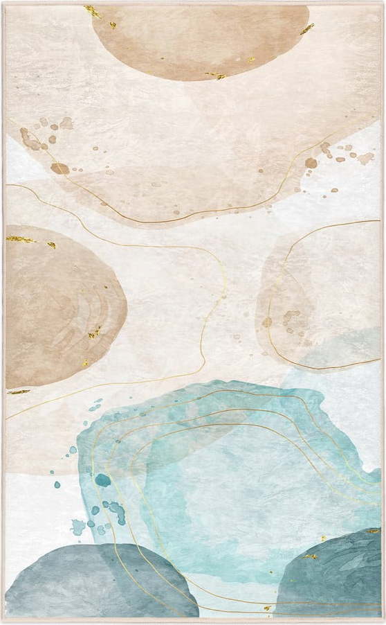 Krémovo-tyrkysový pratelný koberec 80x150 cm Puddle – Mila Home