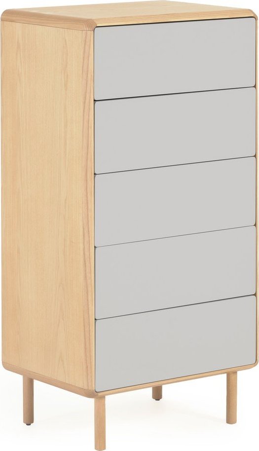 Šedá/v přírodní barvě komoda v dekoru jasanu 60x117x42 cm Anielle – Kave Home
