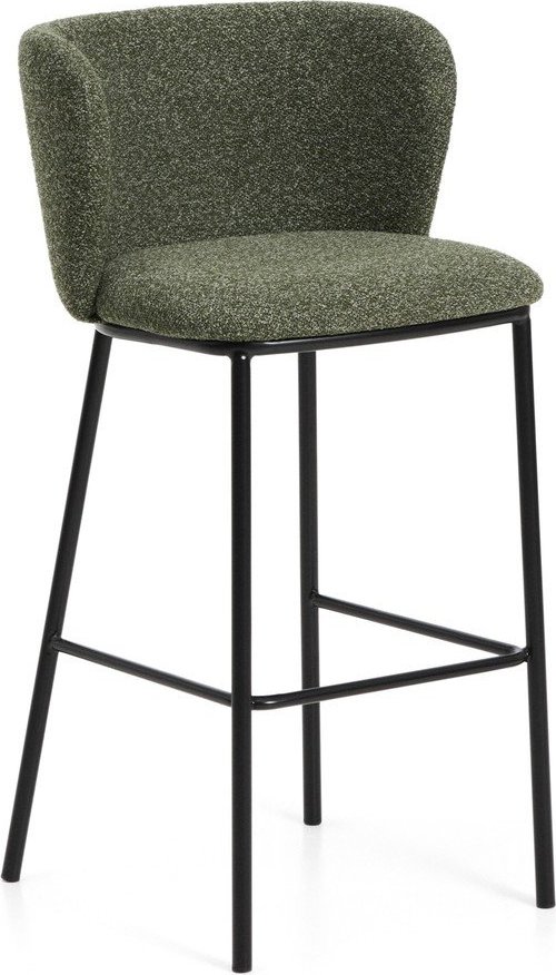 Tmavě zelená čalouněná barová židle (výška sedáku 75 cm) Ciselia – Kave Home