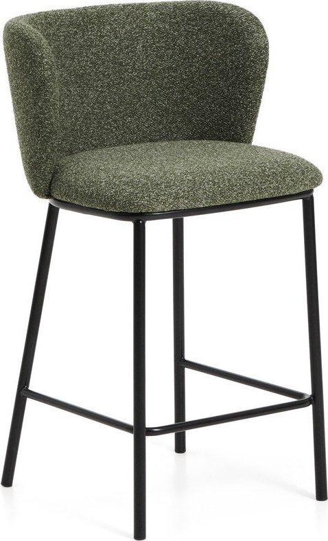 Tmavě zelená čalouněná barová židle (výška sedáku 65 cm) Ciselia – Kave Home