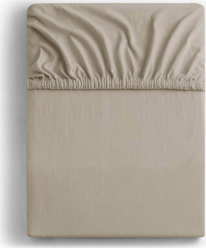 Světle hnědé napínací prostěradlo jersey 220x200 cm Amber – Restilo