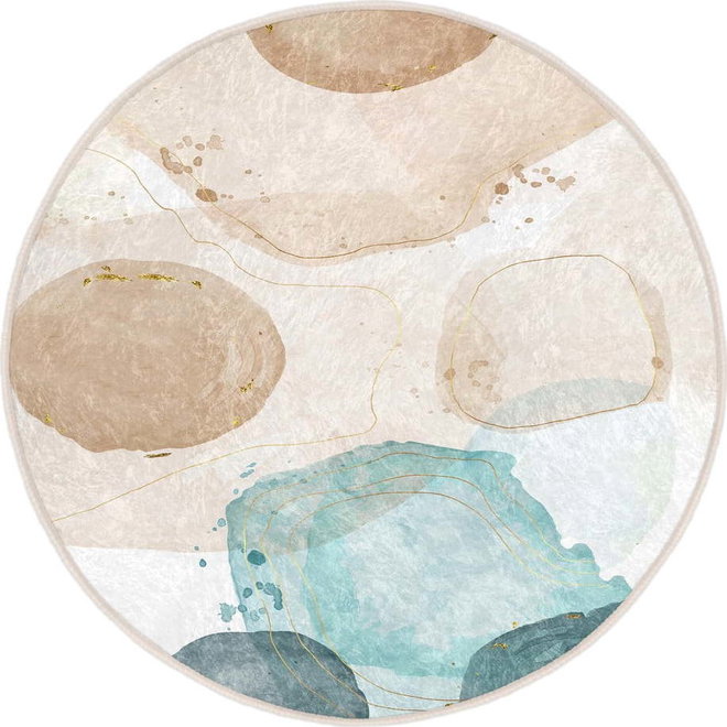 Modro-béžový pratelný kulatý koberec ø 120 cm Puddle – Mila Home