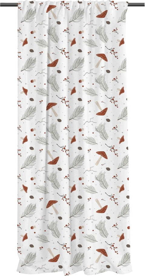 Bílý závěs z bavlněného saténu 110x250 cm Toadstools – Butter Kings