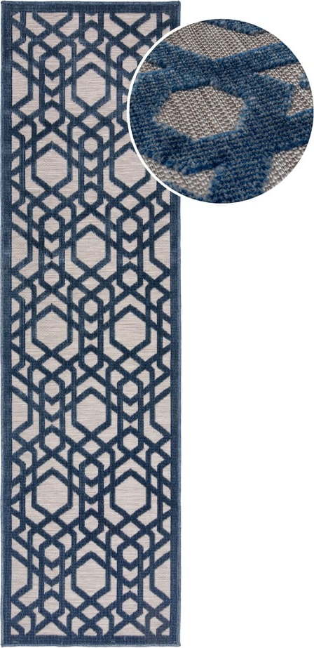 Modrý venkovní koberec 230x66 cm Oro - Flair Rugs
