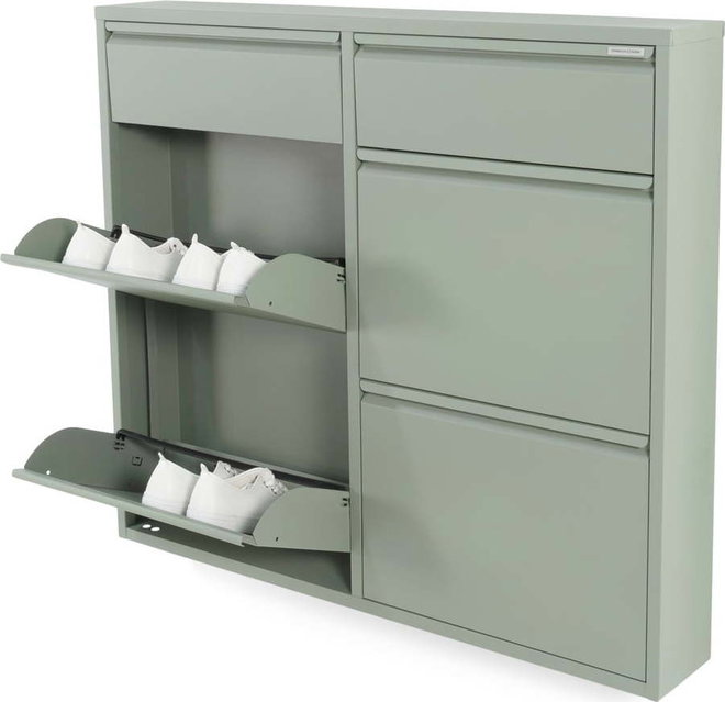 Šedozelený kovový výklopný botník 98x86x15 cm Billy – Spinder Design