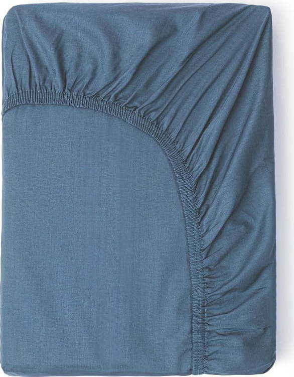 Modré elastické prostěradlo z bavlněného saténu HIP, 90 x 200 cm