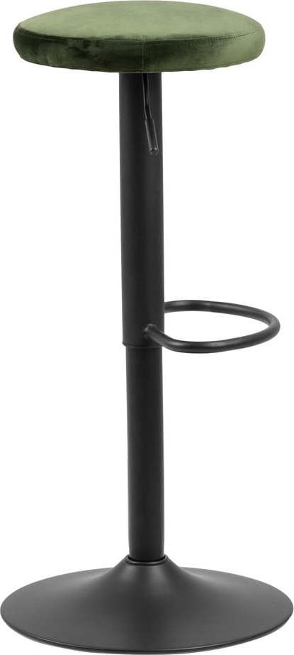 Zelená čalouněná barová stolička s nastavitelnou výškou (výška sedáku 62 cm) Finch – Actona