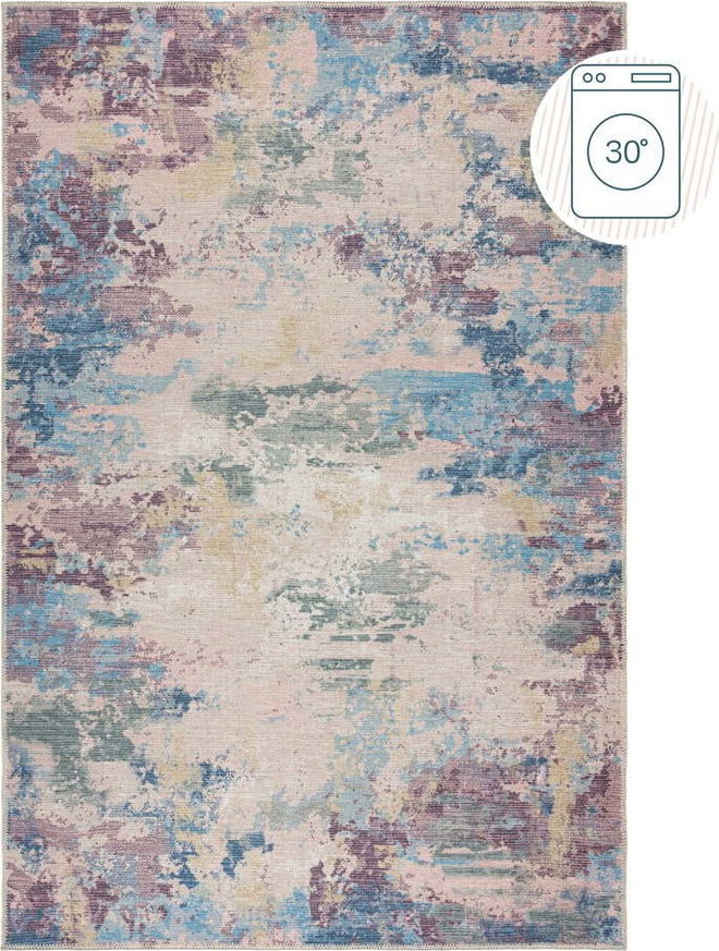 Modro-fialový pratelný koberec s příměsí recyklovaných vláken 200x290 cm Reid – Flair Rugs